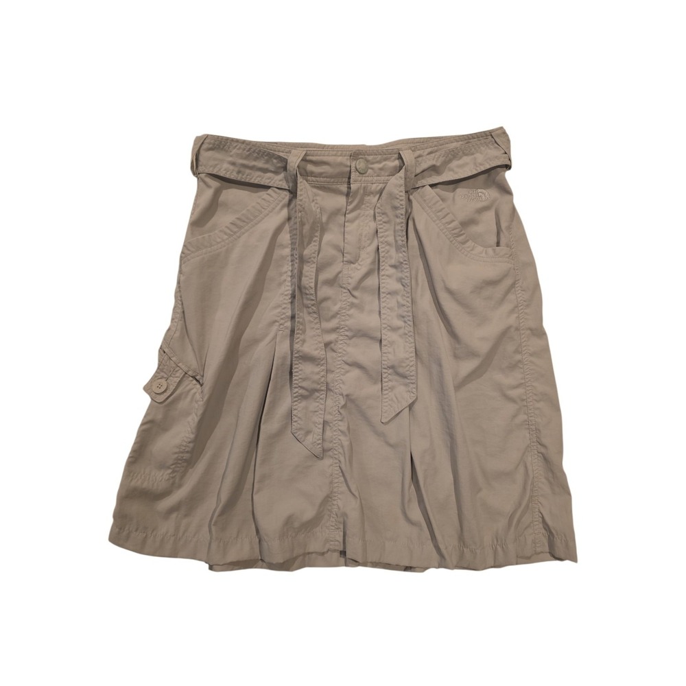 The North Face Womens 8 Nylon Hiking Cargo Skirt Belted Khaki Outdoor Travel